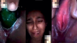 Pakistani girl crying during masturbates with cucumber