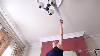 Layla Bird Gives Big Upskirt Views While Cleaning, Then Masturbates to Unwind