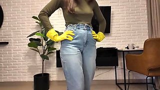 Step Mom Punishes You With Gloves Handjob & Cumshot