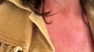 Horny lady needed her pussy beaten a little in the work toilet
