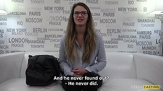 Czech Veronika shows her big tits on casting