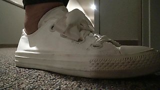 Cleaning the Bottom of My Sneakers (human Doormat)