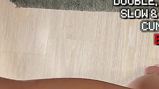 Accidental Cum with Double Cumshot Handjob From the Hottest Skinny Brunette Babe Working on Big Cock