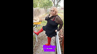 Mistress V Nurse Vicki Smoking Out Side in 2 Sexy Out Fits