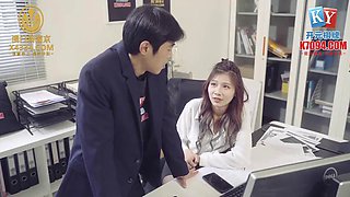 HOT HORNY ASIAN BOSS was fucked hard by her SECRETARY for a rise SEXY SLUT and Standing sex