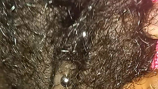 Flashing Rubbing My Tight Hairy Pussy Closeup