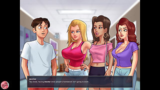 Busty school friend masturbates me in public restrooms (Summertime Saga #3) - Jazziuu