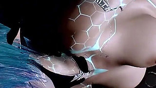 Blue Robot Girl Gets Fucked Hard in a Bus Threesome