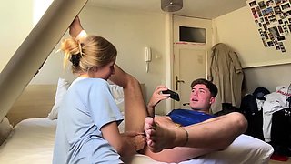 Prostate massage service provided by femdom teen vixen