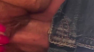 I Show My Pussy and Ass Full of Cum to My Husband Then He Fucks Me Double with a Dildo and Squirts Inside