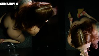 The woman received a blowjob from a stranger through a gloryhole.
