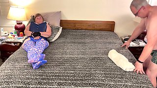 Amazing granny The Carmen Angel gives a mind-blowing deep throat blowjob and male nipple sucking adventure