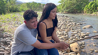 CASUAL SEX, I teach young Latina how to fish and then fuck her and cum in her pussy