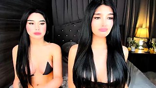 Brunette webcam babe plays boobs