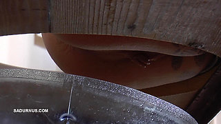 Mistress Cleo Squirts Toilet Water Into the Mouth of the Slave Lying in the Toilet Box