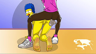 Wife Cheats on Her Husband with a Fitness Trainer. Cartoon. Simpsons Parody