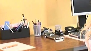 Hot blonde secretary gets banged in the office