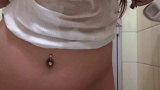 Beautiful Girl Playing in the Bathroom