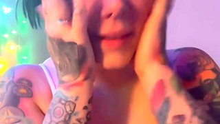 Glamour babe with big boobs masturbates in lingerie