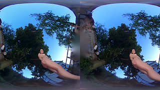 Hot babe pissing fetish in VR