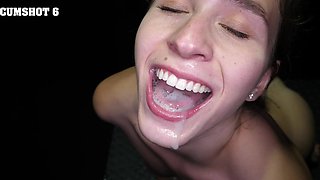 Petite slut Kourtney Rae gets face fucked through a gloryhole