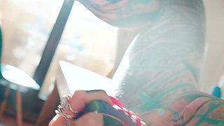 Lesbian Tattoo Goth Girls Intimate Anal Dildo Stretching