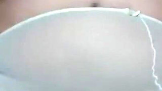 Pissing,dirty talk and boobs play in black and white pantyhos