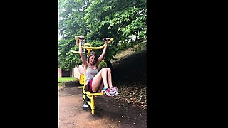Busty amateur blonde banged in public outdoor