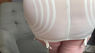 Mrs Mature Feet getting dressed in her Rago Girdle and RHT Stockings
