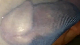 Crossdresser Cdmichell Cums Big Load Wearing Blue Onepiece Bodysuit