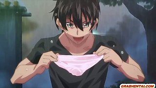 Busty anime coed lets her boyfriend titty fuck her