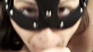 Horny Slut Takes Matters Into Her Own Hands, Jerks Him off Onto Her Face After Sucking Cock