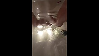 Webcam Under Stepsisters Bath. Wet Pussy After Sex with Boyfriend