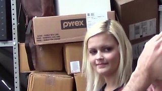 Blonde gf rammed by the guard in front of boyfriend