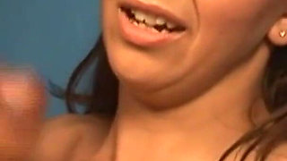 Mora has fun with two cocks