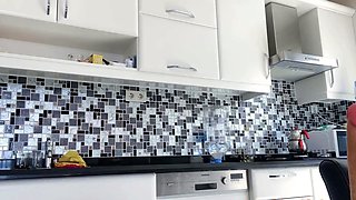 Horny Teen Masturbates Before Kitchen Chores