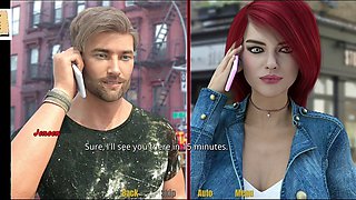 Curvy redhead with big boobs in a steamy adult visual novel game