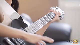 Old4k. old guitar dude shovels rod in romanian mademoiselles opening