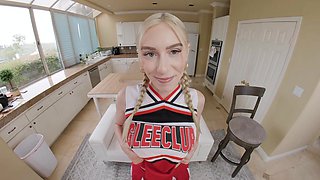 Beautiful blonde with pigtails gives a great blowjob and then has sex in different positions.