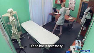 Naughty Nurse with big tits gets her first patient's big cock to fuck her hard