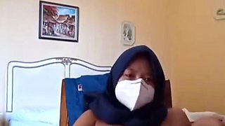 Hijab After Work Horny Plugging Vagina with Vibrator