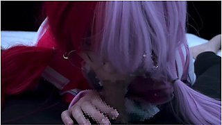 One Piece Diva Uta In Glasses Takes Him To A Virtual Space To Gokkun Blow His Dick