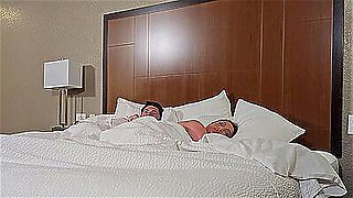 Blonde Stepmom and Stepson Share Hotel Bed