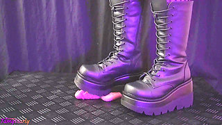 Goth Mistress Rupturing Balls in Demonia Shaker 72 Platform Boots - Cock Balls Crush Trample, Shoejob, CBT, Trampling, Bootjob