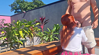 Fucking the Innocent Redhead in the Garden