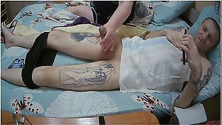 Stepmother-in-law Jerks Off My Dick And Watches The Sperm Flow From The Penis