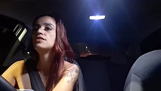 Redhead Teen Fanny Squirting in Risky Car Handjob - Public Outdoor Masturbating