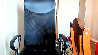 Big-Tit Russian Brunette Masturbates on Chair