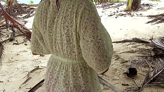 Young couple likes to film all nasty things during their vacation on the beautiful beach