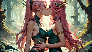 Elli - AI generated pink elf and her friend